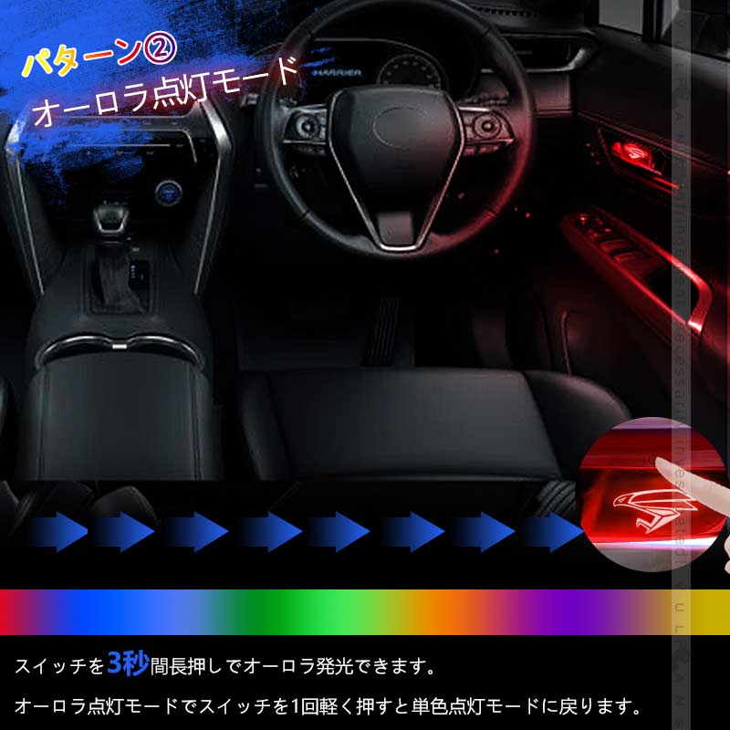 ハリアー80系 インナードアハンドルLEDイルミ 8色発光 オーロラモード 記憶機能搭載 LEDイルミ 内装 電装 パーツ 上質な車内空間に インパネ トヨタ