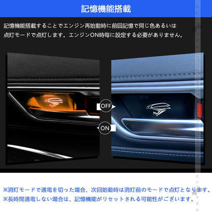 ハリアー80系 インナードアハンドルLEDイルミ 8色発光 オーロラモード 記憶機能搭載 LEDイルミ 内装 電装 パーツ 上質な車内空間に インパネ トヨタ