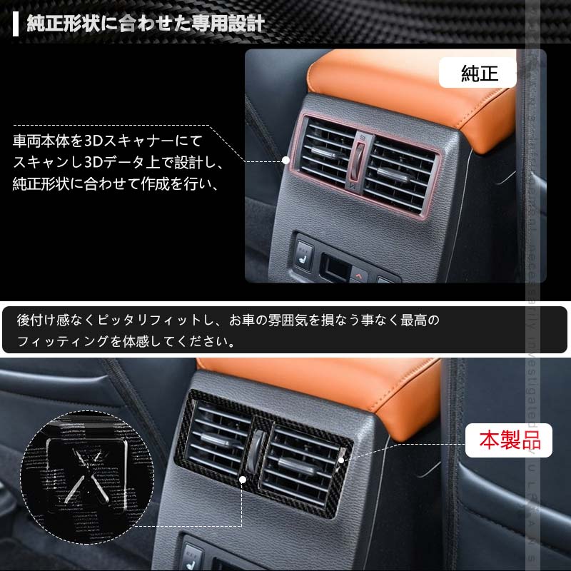 三菱 アウトランダー PHEV GN0W リアエアコン吹き出し口カバー カーボン調 インパネ エアコン カバー 吹き出し口 ガーニッシュ 内装 パーツ アクセサリー