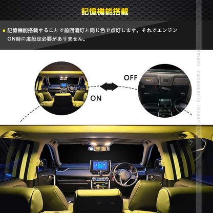 スズキ ワゴンR MH34S LEDルームランプセット 3色5段階調整可 記憶機能 車内灯 室内灯 ルームライト 内装 パーツ カスタム ラゲッジランプ 電球色 白色 昼光色