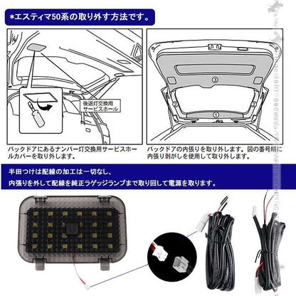 ノア90系 ヴォクシー90系 タッチセンサー搭載 増設ラゲッジランプ 増設LEDランプ LEDラゲッジランプ視認性向上 アクセサリー 内装 パーツ トヨタ カスタム