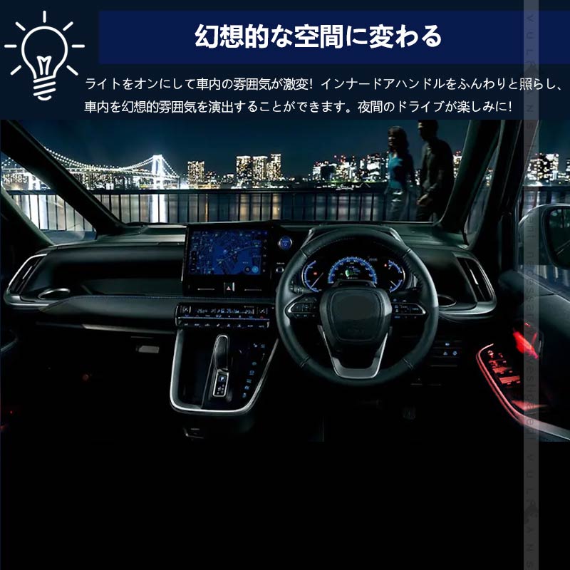ノア 90系 ヴォクシー 90系 インナードアハンドルLEDイルミ 8色発光 オーロラモード 記憶機能 内装 パーツ トヨタ ドアハンドルカバー LEDイルミ NOAH VOXY