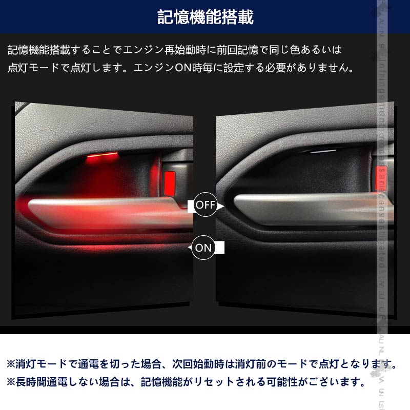 ノア 90系 ヴォクシー 90系 インナードアハンドルLEDイルミ 8色発光 オーロラモード 記憶機能 内装 パーツ トヨタ ドアハンドルカバー LEDイルミ NOAH VOXY