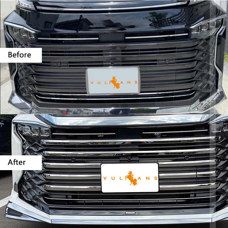 ヴォクシー90系 フロントグリルガーニッシュ SUS304ステンレス鏡面仕上げ 9PCS フロントバンパーカバー 外装 パーツ カスタム アクセサリー トヨタ VOXY 90