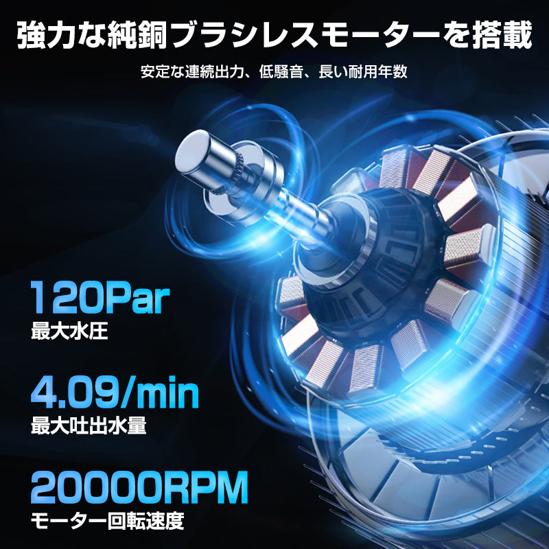 高圧洗浄機 コードレス 充電式 洗浄機 洗車機 強力噴射 バッテリー2個 吐出圧力3.5Mpa PSE認証済み 5in1ノズル 家庭用 小型 業務用 洗車 強力 軽量