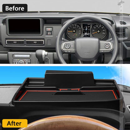 アトレー S700V/S710V ダッシュボードトレイ オンダッシュ 小物収納 スマホスタンド付 車内収納ボックス 3Dトレイ 小物入れ マット付 内装 パーツ ダイハツ