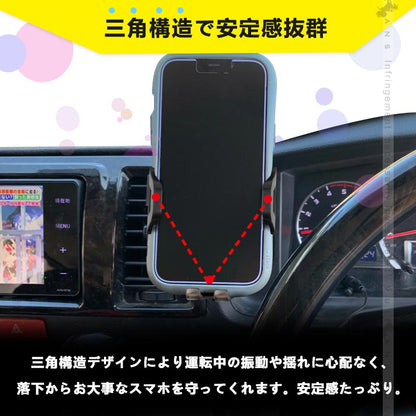 ハイエース200系 4型 5型 6型専用 スマホホルダー USBポート2つ QC3.0 TYPE-C 片手操作 カーホルダー 車載 スマホスタンドスマホ充電 内装 パーツ