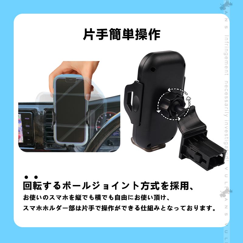 ハイエース200系 4型 5型 6型専用 スマホホルダー USBポート2つ QC3.0 TYPE-C 片手操作 カーホルダー 車載 スマホスタンドスマホ充電 内装 パーツ