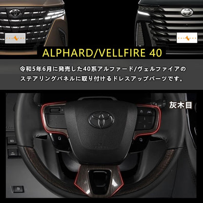 アルファード 40系 ヴェルファイア ステアリングパネル 灰木目 カバー ガーニッシュ 3PCS インテリアパネル 内装 パーツ アクセサリー カスタム 用品