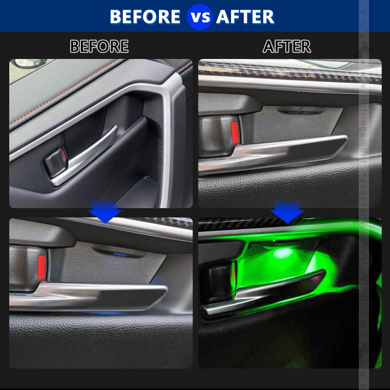 RAV4 50系 ドアノブLEDイルミ 8色発光 インナードアハンドルLEDイルミ オーロラモード 記憶機能 内装 パーツ トヨタ ドアハンドルカバー LEDイルミトヨタ