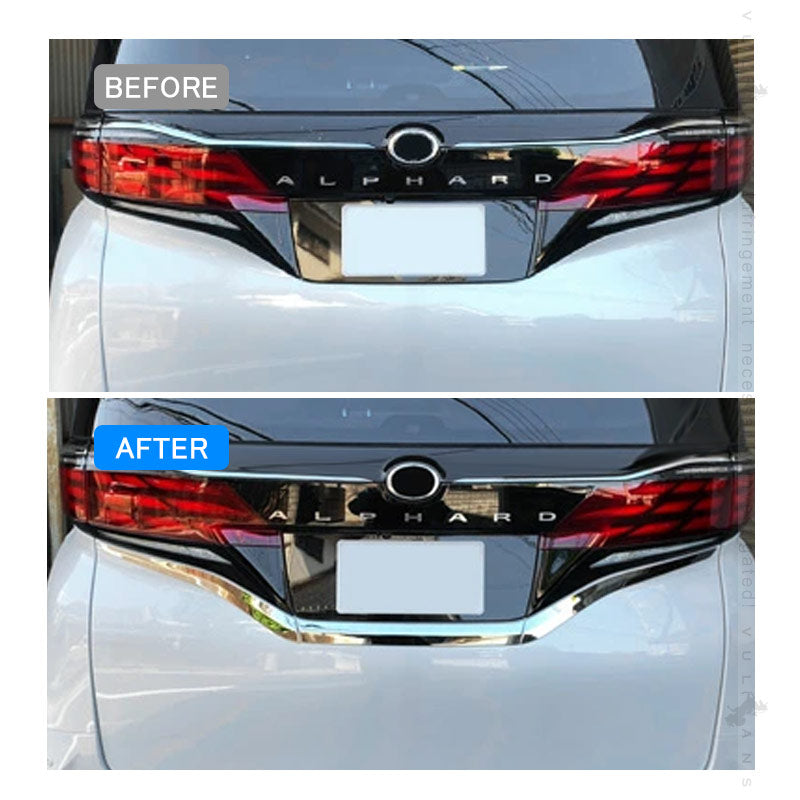 アルファード ヴェルファイア40系 リアナンバープレートカバー 3PCS リアナンバープレートガーニッシュ ステンレス鏡面仕上け バックドアナンバープレートモール ライセンストリム 外装 パーツ カスタムド レスアップ アクセサリー