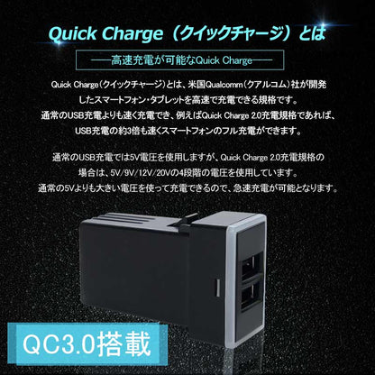 トヨタA QC3.0 増設 急速 充電USBポート 車載 周りが光る 結線タイプ 増設電源 スマホ充電 CHR アルファード30系 ヴォクシー 70系 80系 プリウス 30系 50系 - VULCANS