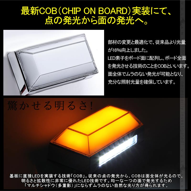 トラック＆軽自動車兼用 LEDサイドマーカー+路肩灯 長方形面発光 オレンジ 2個セット マーカーランプ 12V 24V車用 トラックマーカー 21連 サイドマーカー 外装 - VULCANS