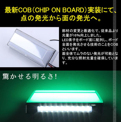 トラック＆軽自動車兼用 LEDサイドマーカー+路肩灯 長方形面発光 グリーン 2個セット マーカーランプ 12V 24V車用 トラックマーカー 28連 サイドマーカー 外装 - VULCANS