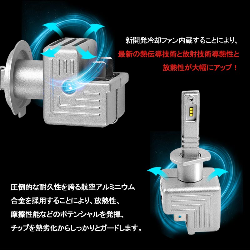 LEDヘッドライト H1 新車検対応 1年保証 次世代 オールインワン 一体型 PHILIPS製 30W×2 6000LM ワンタッチ 瞬間起動 過電圧・定電流回路 - VULCANS
