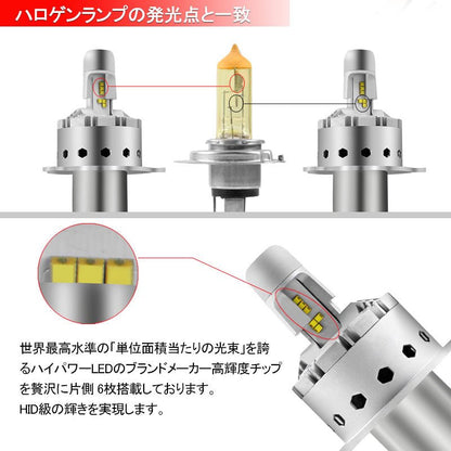 LEDヘッドライト H4 H/L 切替式 一体型 新車検対応 1年保証 オールインワン PHILIPS製 ZES 25W×2 6000LM ワンタッチ 瞬間起動 過電圧・定電流回路 9P Hi/Low - VULCANS
