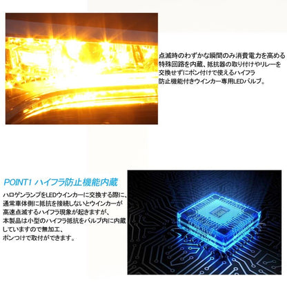 改良版 LEDウィンカーバルブ ハイフラ防止機能付 S25ピン角180度 1156/BA15s LEDバルブ ハイフラ防止抵抗内蔵 LEDウインカーバルブ キャンセラー内蔵 2個セット - VULCANS