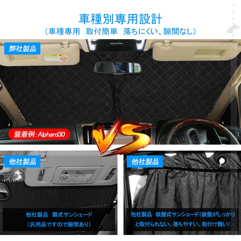 N - BOX/N - BOX カスタム JF3/JF4 フロントガラス用 サンシェード 4層構造 カーサンシェード 日よけ 紫外線対策 UVカット 収納袋付 内装 パーツ NBOX - VULCANS