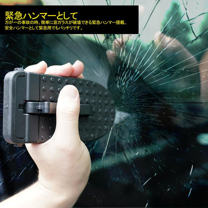 車用 補助 ドアステップ 昇降フットペダル 汎用 ブラック 安全ハンマー機能付き アルミ合金 洗車補助ステップ サイドドアペダル 折り畳み式 ベアリング パーツ - VULCANS