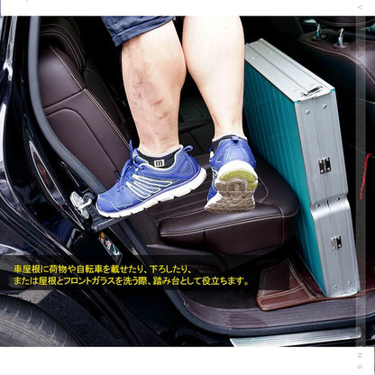 車用 補助 ドアステップ 昇降フットペダル 汎用 ブラック 安全ハンマー機能付き アルミ合金 洗車補助ステップ サイドドアペダル 折り畳み式 ベアリング パーツ - VULCANS