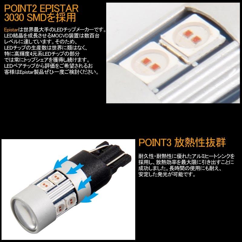 T10/T15/T16 キャンセラー内蔵 LEDウェッジ球 無極性 輸入車対応 180LM EPISTAR 3030SMD 2個 アンバー ウインカー サイドウインカー ポジション LEDバルブ - VULCANS