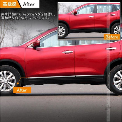 日産 エクストレイル T32 サイドドア ガーニッシュ 4P 鏡面仕上げ パーツ カスタム ドレスアップ エアロ サイドドア ドアモール サイドモール ドアノブ X-TRAIL - VULCANS