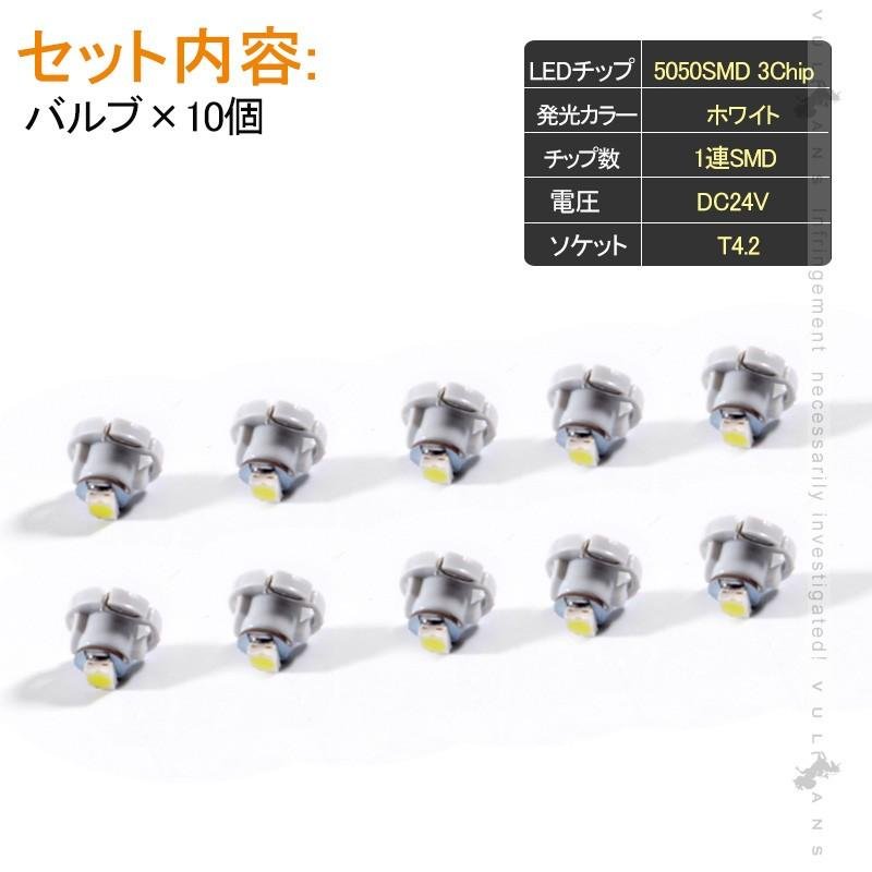 T4.2 メーター 球 10個セット 24V車用 トラック用品 メーターパネル エアコンパネル LEDバルブ マイクロ DIY ホワイト 白 三菱ふそう 日野 日産 いすゞ - VULCANS