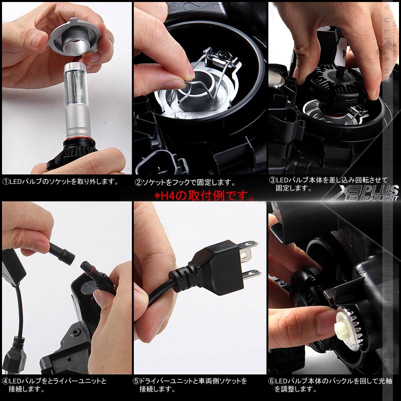 業界初 X3 PLUS LEDヘッドライト HB4/9006 新車検対応 DC9V～DC60V トラックまで対応 PHILIPS ZES ケルビン値変更可 6000LM 2個 光軸調整可 1年保証 IP67 - VULCANS