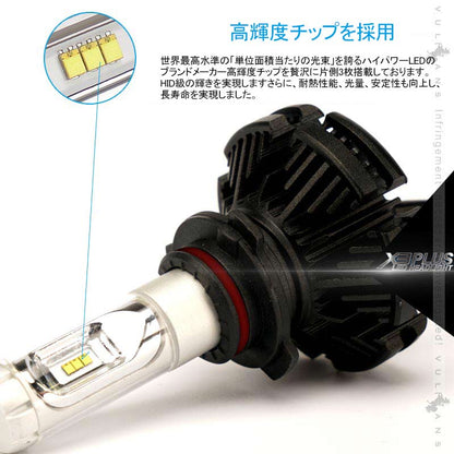 業界初 X3 PLUS LEDヘッドライト HB4/9006 新車検対応 DC9V～DC60V トラックまで対応 PHILIPS ZES ケルビン値変更可 6000LM 2個 光軸調整可 1年保証 IP67 - VULCANS